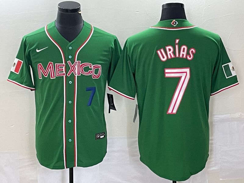 Men 2023 World Cub Mexico 7 Urias Green Nike MLB Jersey23